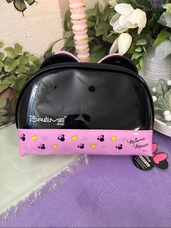 The Crème Shop x Disney Minnie Mouse Pink & Black Bow Cosmetic Bag - Picture 2 of 3